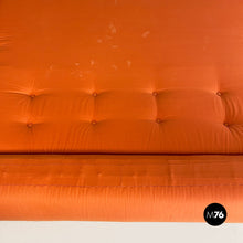 Load image into Gallery viewer, Orange fabric foldable sofa bed, 1980s
