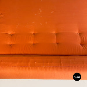 Orange fabric foldable sofa bed, 1980s