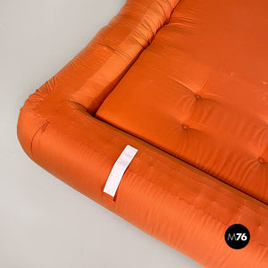 Orange fabric foldable sofa bed, 1980s
