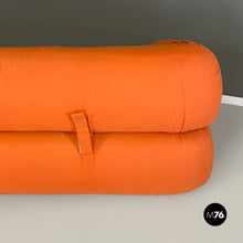 将图片加载到图库查看器，Orange fabric foldable sofa bed, 1980s
