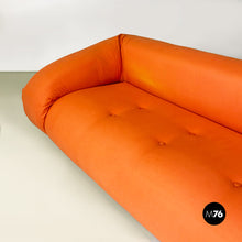 Carica l&#39;immagine nel visualizzatore di Gallery, Orange fabric foldable sofa bed, 1980s
