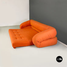 Charger l&#39;image dans la galerie, Orange fabric foldable sofa bed, 1980s
