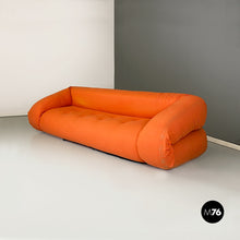 画像をギャラリービューアに読み込む, Orange fabric foldable sofa bed, 1980s
