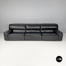 将图片加载到图库查看器，Black leather sofa Bogo by Carlo Bartoli Rossi for Albizzate, 1970s
