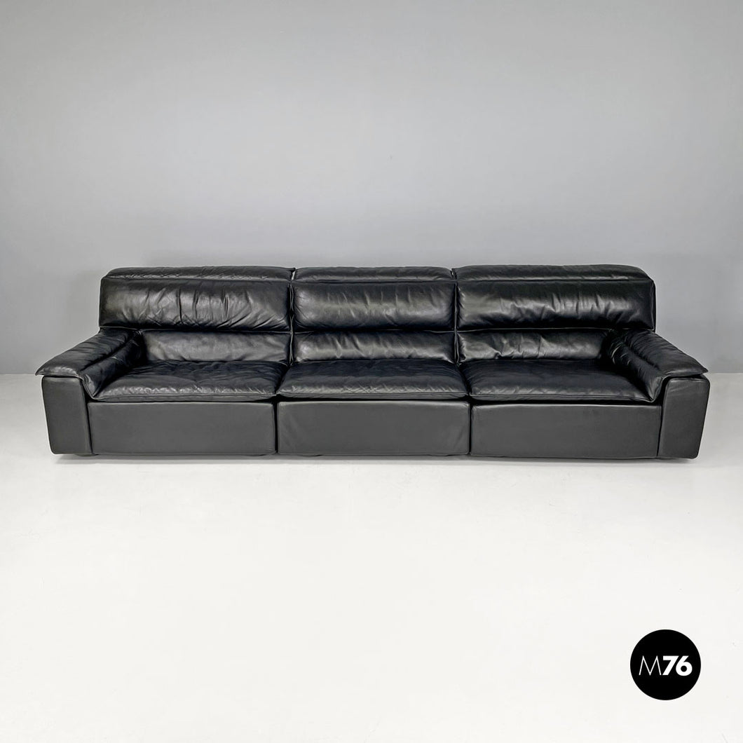 Black leather sofa Bogo by Carlo Bartoli Rossi for Albizzate, 1970s