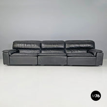 将图片加载到图库查看器，Black leather sofa Bogo by Carlo Bartoli Rossi for Albizzate, 1970s
