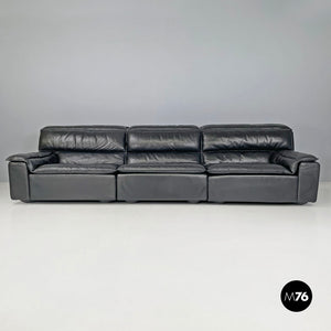 Black leather sofa Bogo by Carlo Bartoli Rossi for Albizzate, 1970s