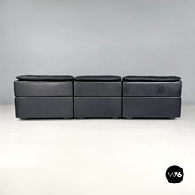 将图片加载到图库查看器，Black leather sofa Bogo by Carlo Bartoli Rossi for Albizzate, 1970s
