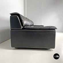 将图片加载到图库查看器，Black leather sofa Bogo by Carlo Bartoli Rossi for Albizzate, 1970s
