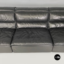 将图片加载到图库查看器，Black leather sofa Bogo by Carlo Bartoli Rossi for Albizzate, 1970s
