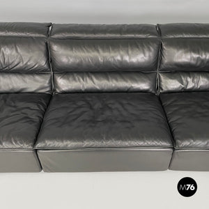 Black leather sofa Bogo by Carlo Bartoli Rossi for Albizzate, 1970s