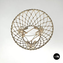 将图片加载到图库查看器，White wrought iron vase holder with floral decorations, 1900s
