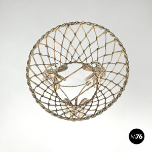 White wrought iron vase holder with floral decorations, 1900s