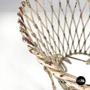 White wrought iron vase holder with floral decorations, 1900s