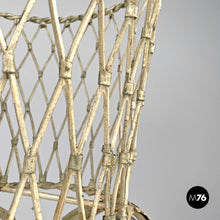 将图片加载到图库查看器，White wrought iron vase holder with floral decorations, 1900s
