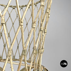White wrought iron vase holder with floral decorations, 1900s