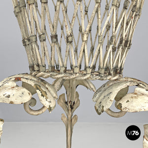 White wrought iron vase holder with floral decorations, 1900s