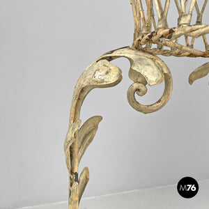 White wrought iron vase holder with floral decorations, 1900s