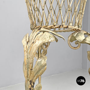 White wrought iron vase holder with floral decorations, 1900s