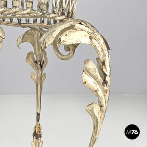 White wrought iron vase holder with floral decorations, 1900s
