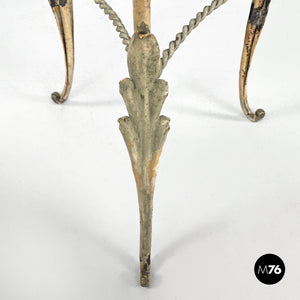 White wrought iron vase holder with floral decorations, 1900s