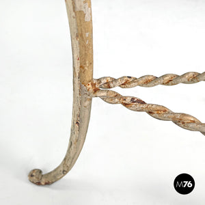 White wrought iron vase holder with floral decorations, 1900s