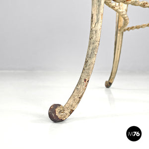 White wrought iron vase holder with floral decorations, 1900s
