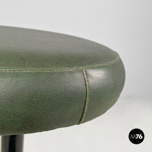 Load image into Gallery viewer, High stool in green faux leather and black metal, 1960s
