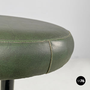 High stool in green faux leather and black metal, 1960s