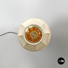 Load image into Gallery viewer, Brass table lamps with beige shade and orange fringes, 1980s
