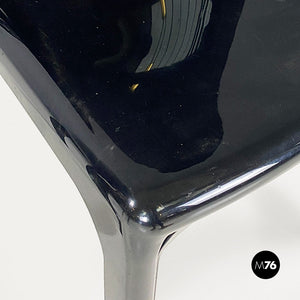 Glossy black plastic Selene chairs by Vico Magistretti for Artemide, 1960s