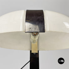 将图片加载到图库查看器，Brown metal and white plastic table lamp, 1970s
