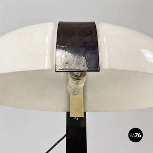 Brown metal and white plastic table lamp, 1970s