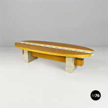Load image into Gallery viewer, Elliptical solid wood coffee table with bottle holder, 1980s
