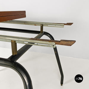 Wood and metal extendable table, 1960s