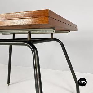 Wood and metal extendable table, 1960s