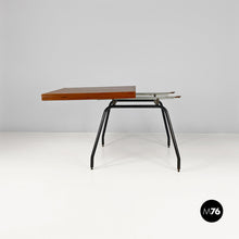 将图片加载到图库查看器，Wood and metal extendable table, 1960s
