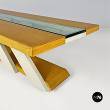 Charger l&#39;image dans la galerie, Solid wood coffee table with bottle holder, 1980s
