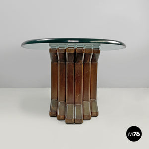 Oval coffee table with wooden base, 1970s
