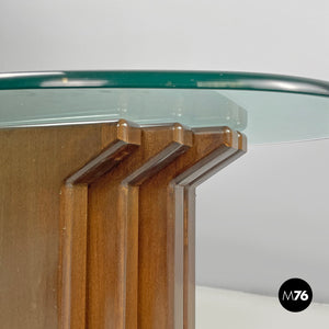 Oval coffee table with wooden base, 1970s