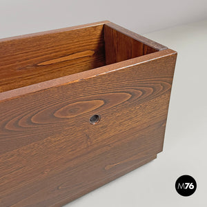 Rectangular wooden planter with wheels, 1980s