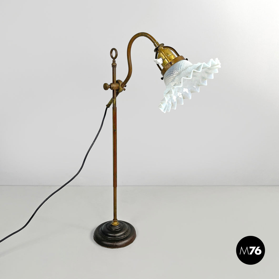 Brass and glass table lamp, early 1900s