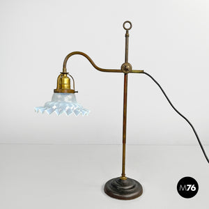 Brass and glass table lamp, early 1900s