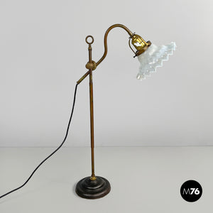 Brass and glass table lamp, early 1900s