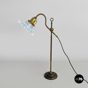 Brass and glass table lamp, early 1900s