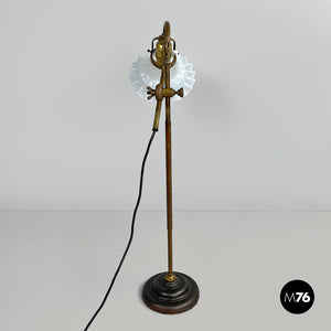 Brass and glass table lamp, early 1900s