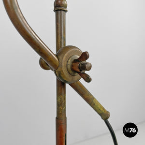 Brass and glass table lamp, early 1900s