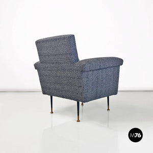 Grey fabric and metal armchair, 1960s