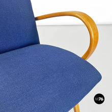 Charger l&#39;image dans la galerie, Danish blue cotton and beech armchair, 1960s
