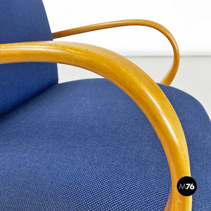 Danish blue cotton and beech armchair, 1960s